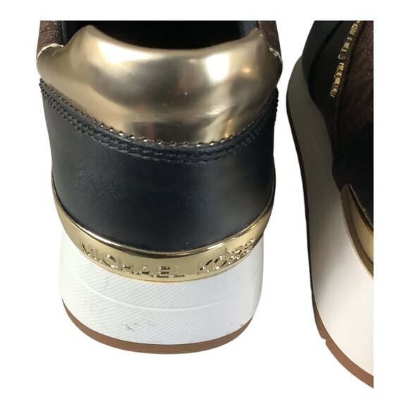 Michael Michael Kors Womens Brown Logo Allie Almond Toe Lace Up Sneakers 7M - Picture 4 of 10